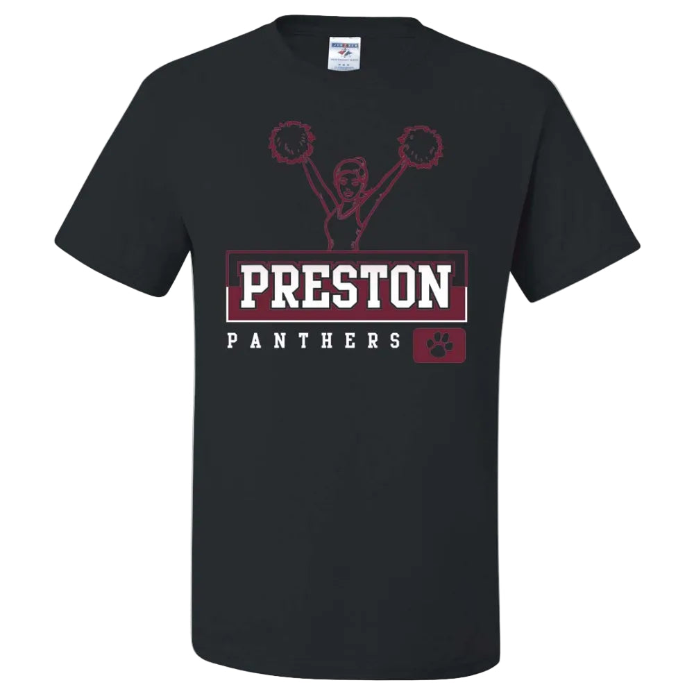 Preston High School Team Short Sleeve T-Shirt w/ Cheer Logo 