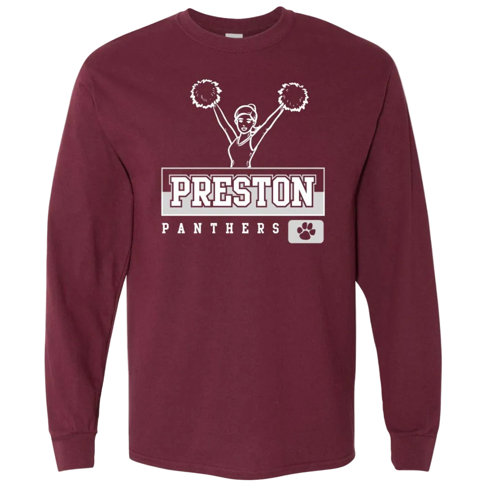 Preston High School Team Long Sleeve T-shirt w/ Cheer Logo 