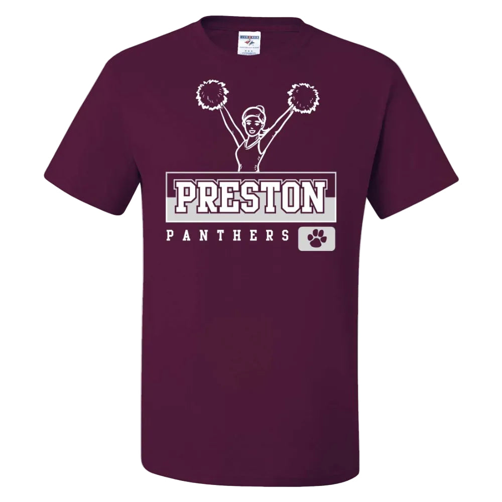 Preston High School Team Short Sleeve T-Shirt w/ Cheer Logo 