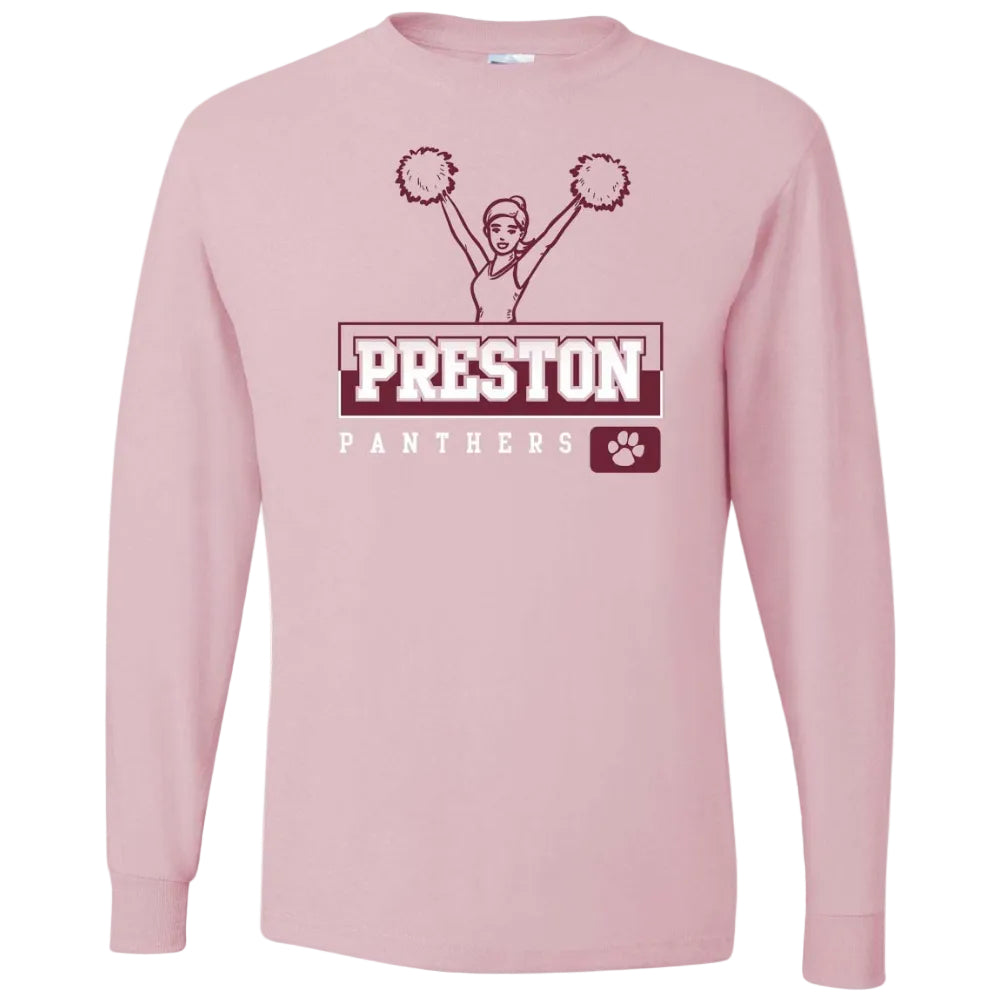 Preston High School Team Long Sleeve T-shirt w/ Cheer Logo 