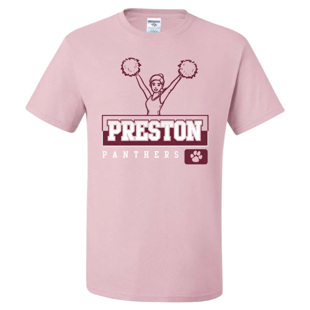 Preston High School Team Short Sleeve T-Shirt w/ Cheer Logo 