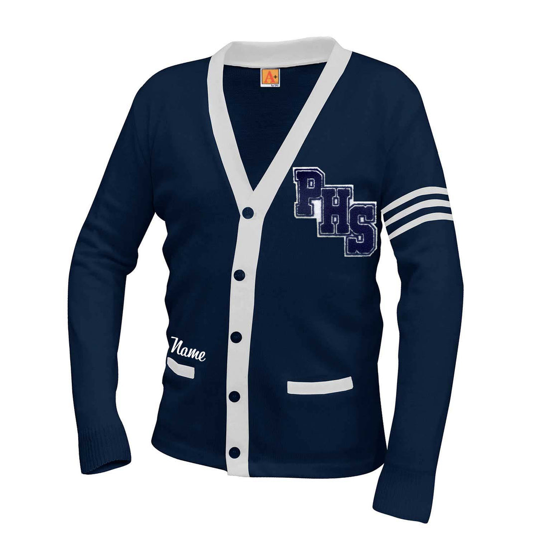 Preston High School Senior Varsity 2 Pocket Cardigan w/ Logo &amp; Name Customization
