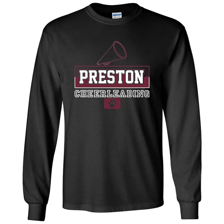 Preston High School Team Long Sleeve T-shirt w/ Cheer Logo 
