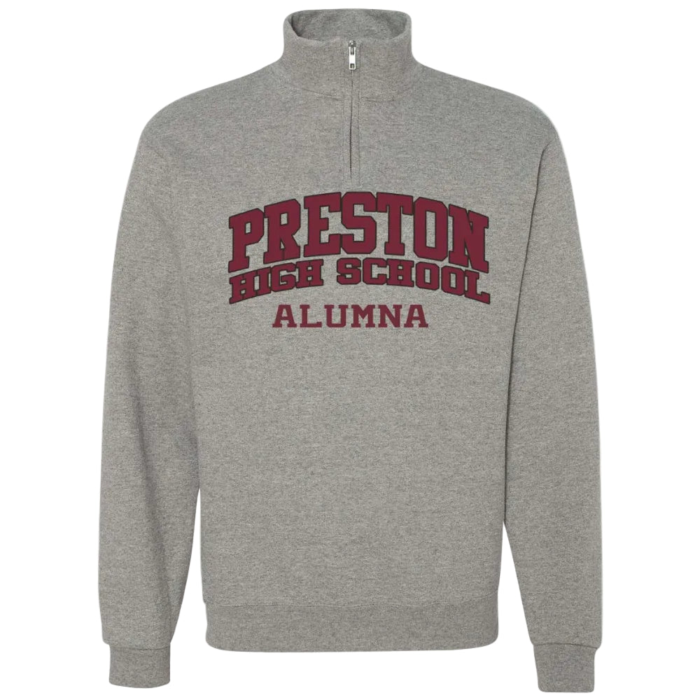 Preston High School Oxford Zip Sweatshirt w/ Full Front Alumna Logo 