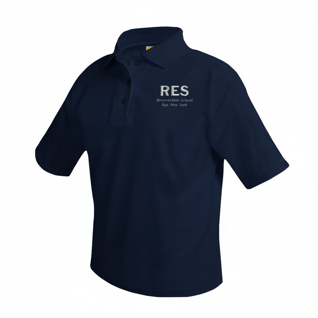 Resurrection School Dark Navy Short Sleeve Polo w/ Logo