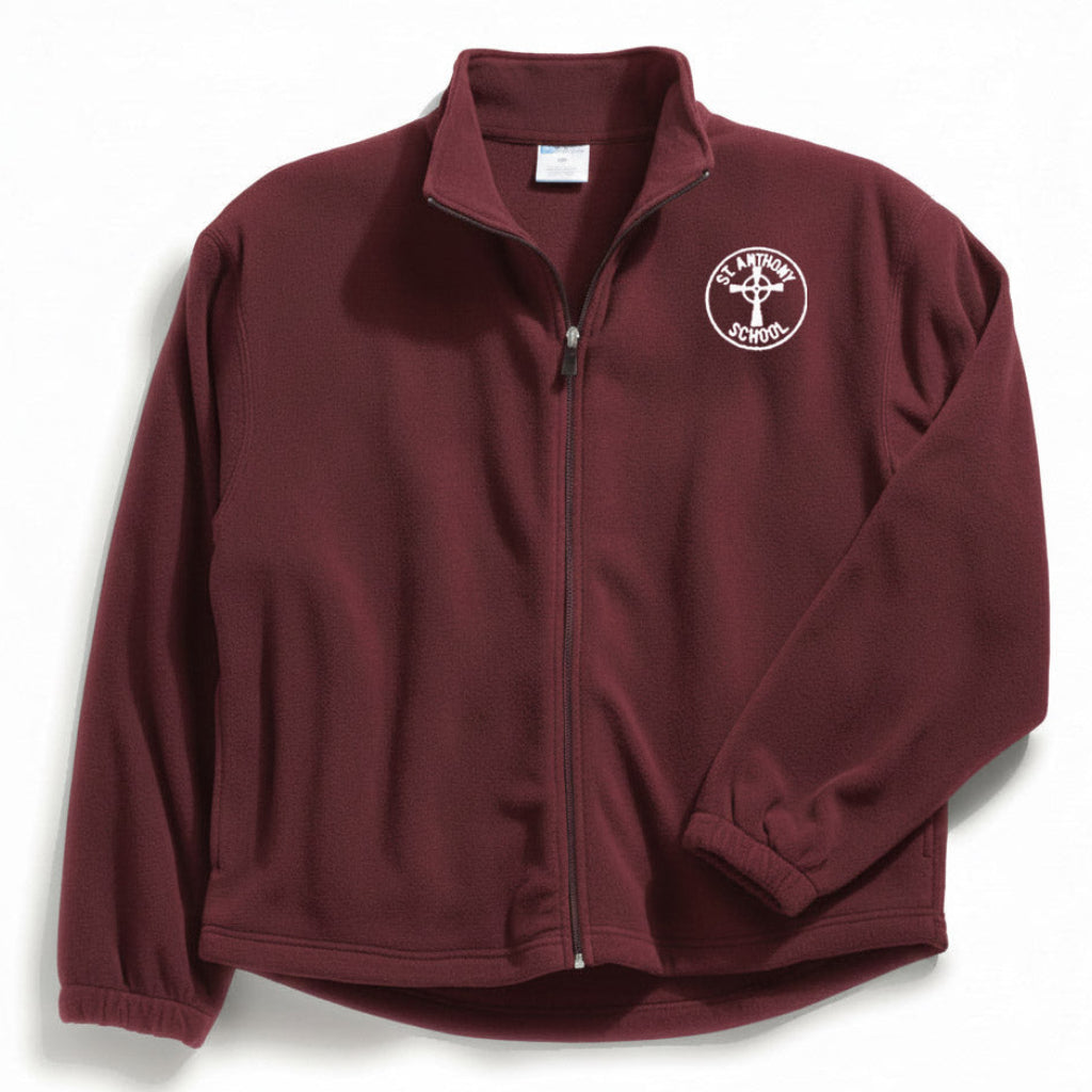 St. Anthony School Maroon Full Zip Fleece w/ Logo