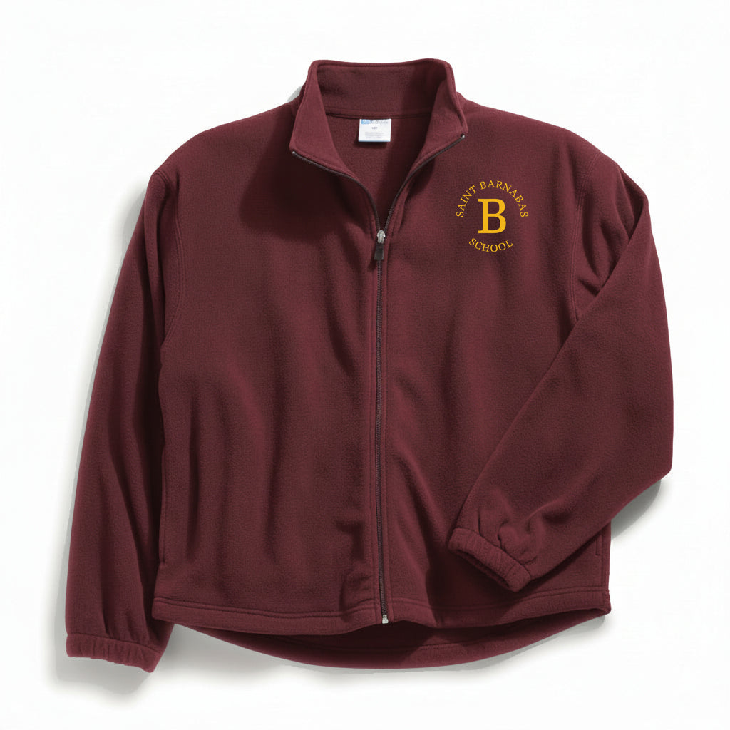 St. Barnabas Elementary School Maroon Full Zip Fleece w/ Logo