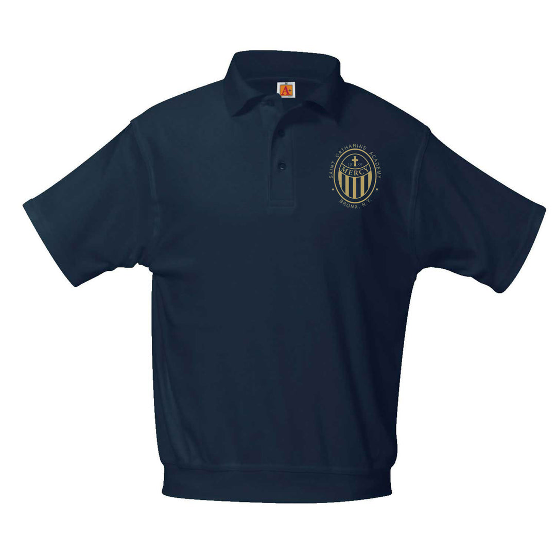 St. Catharine Academy Dark Navy Short Sleeve Banded Bottom Polo w/ Logo