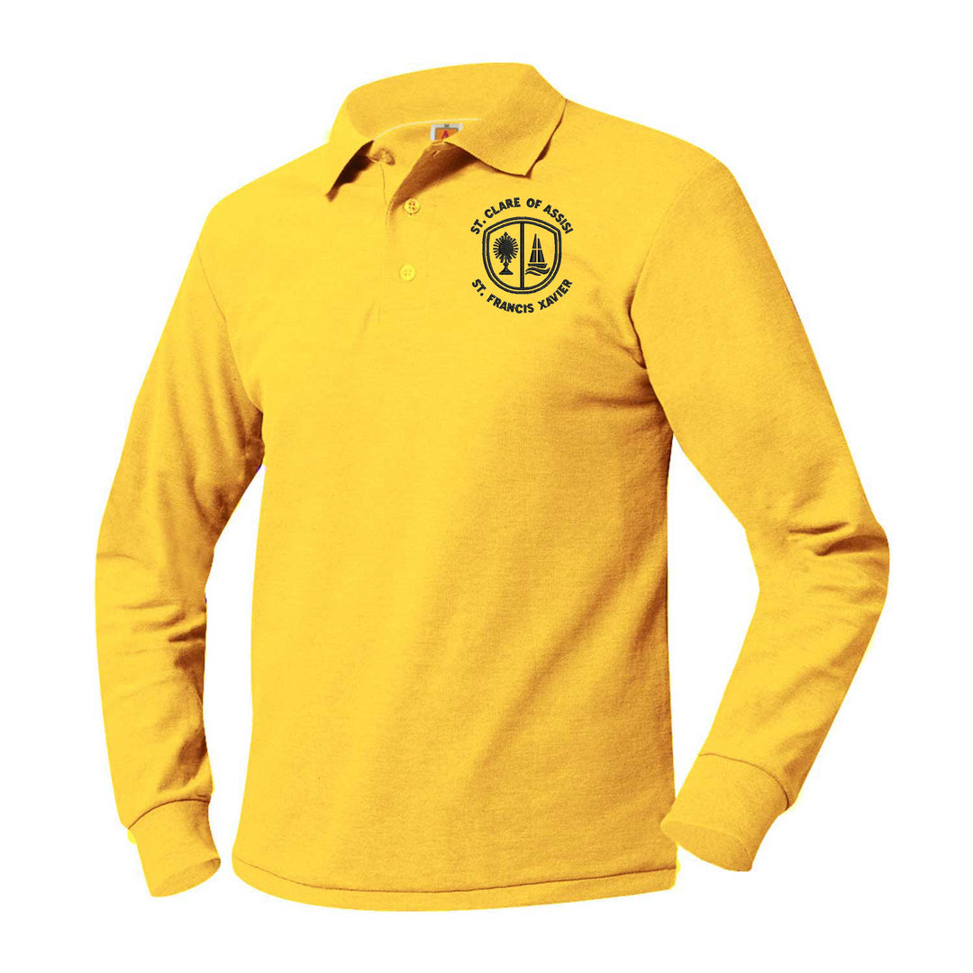 St. Clare of Assisi - St. Francis Xavier School Maize Long Sleeve Polo w/ Logo