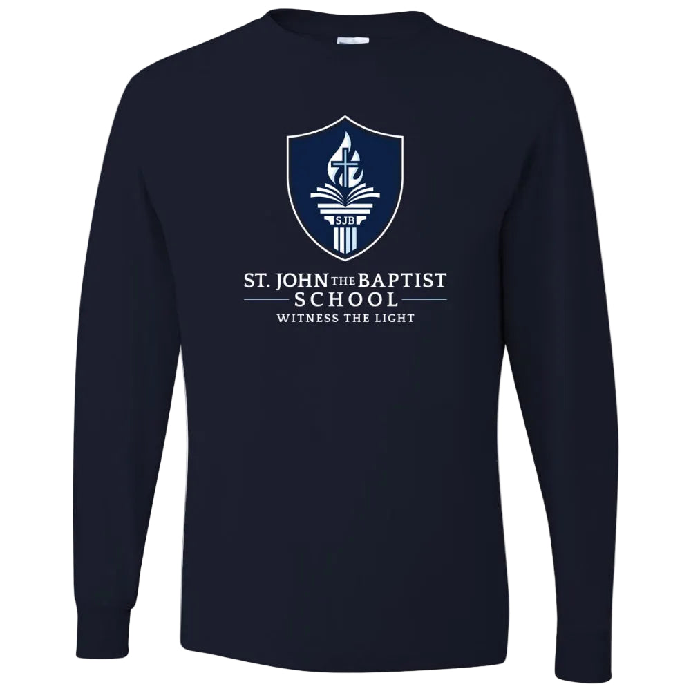 St. John the Baptist School Spirit Long Sleeve T-shirt w/ Witness the Light Logo 