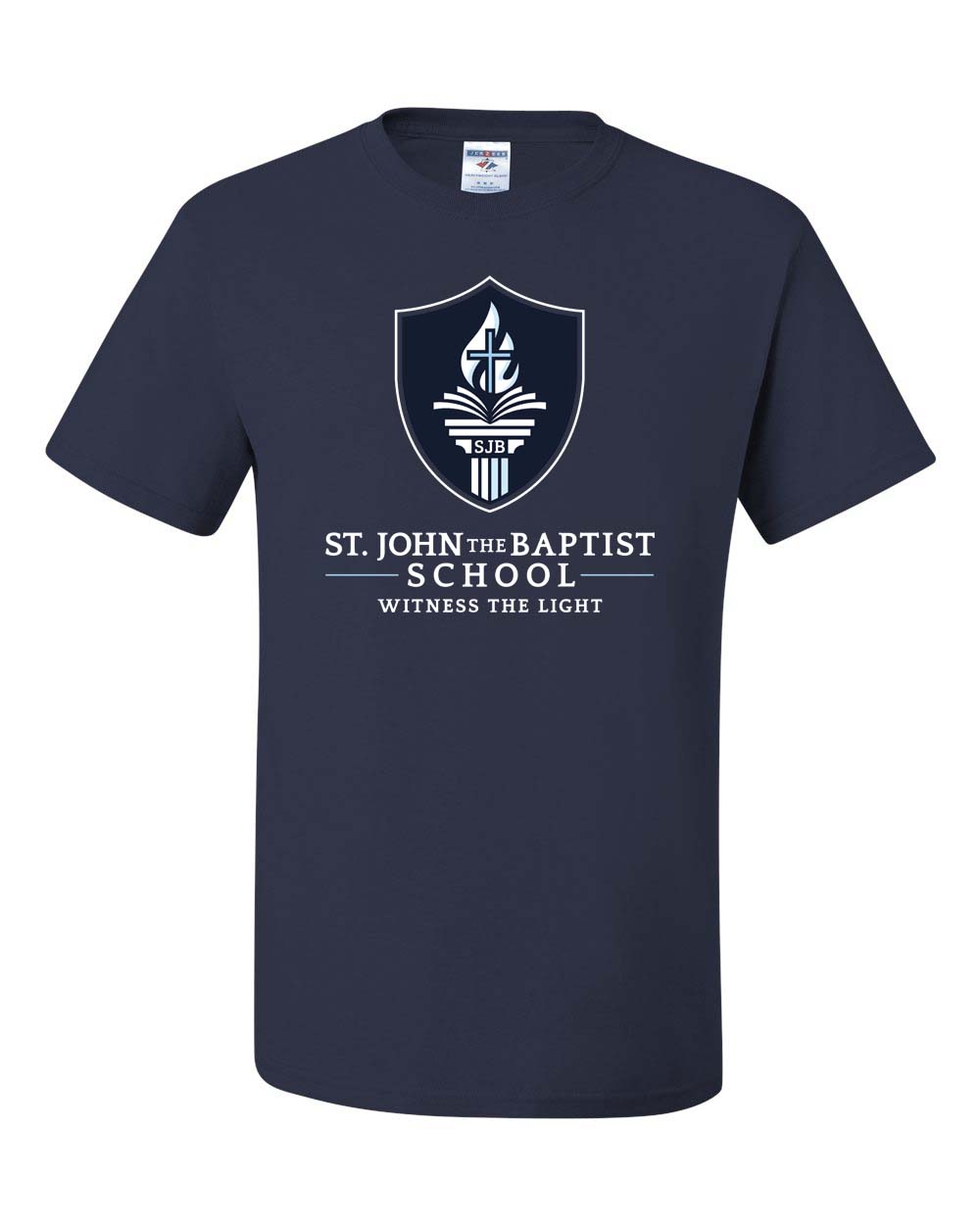 St. John the Baptist School Spirit Short Sleeve T-Shirt w/ Witness the Light Logo 