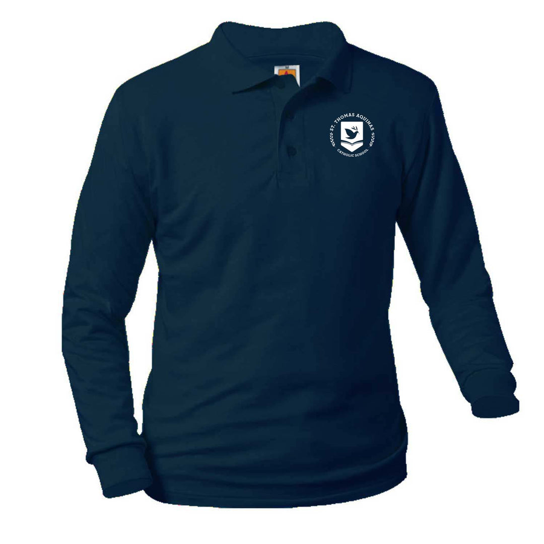 St. Thomas Aquinas Catholic School Dark Navy Long Sleeve Polo w/ logo
