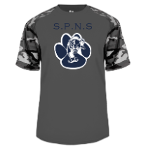 St. Philip Neri School Spirit Performance Camo Sleeve T-shirt w/ Paw Print Logo 