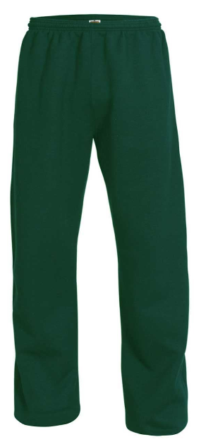 Green Open Bottom Sweatpants with Pockets