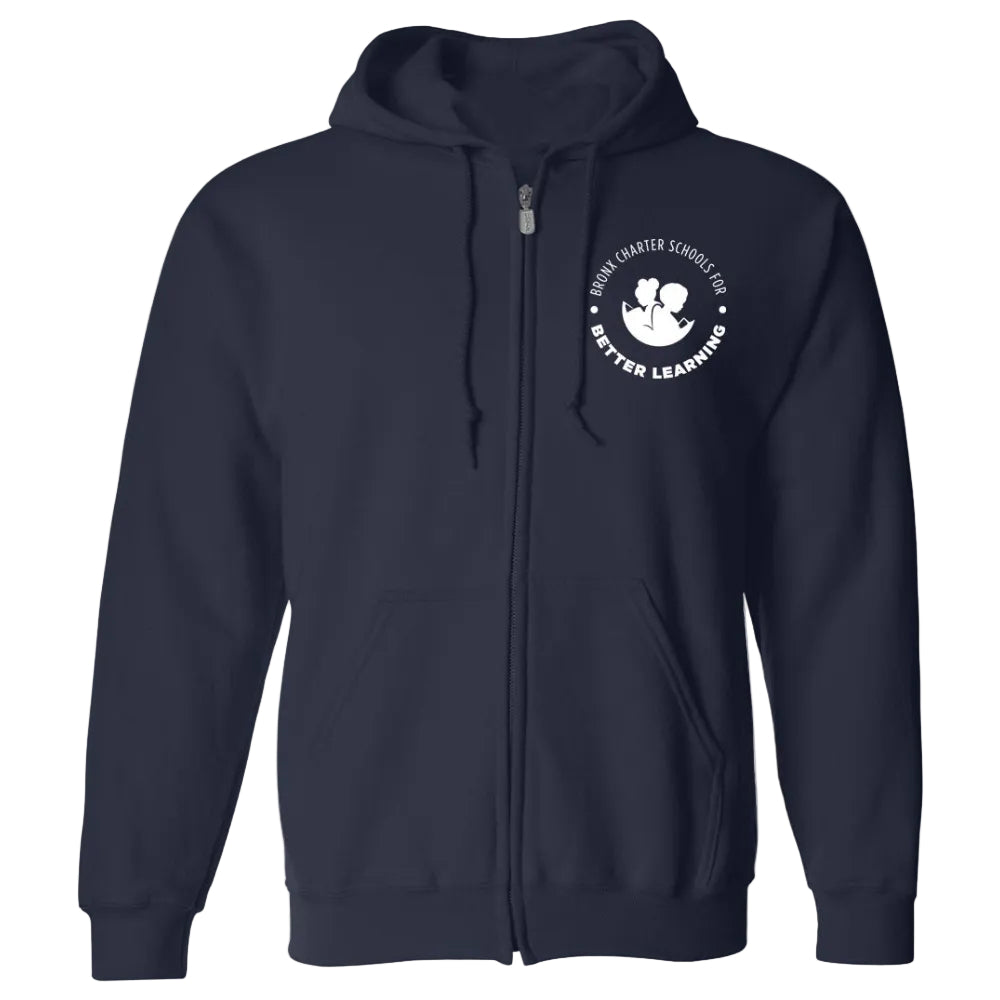 Bronx Charter For Better Learning School Navy Gym Zip Hoodie w/ Logo
