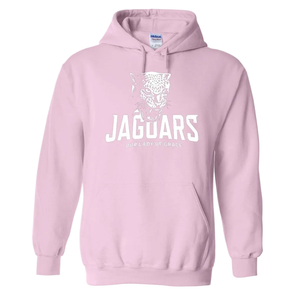 Our Lady of Grace School Spirit Pullover Hoodie w/ White Jaguar Logo 