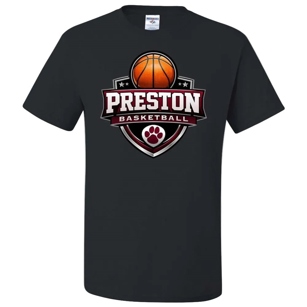 Preston High School Team Short Sleeve T-Shirt w/ Basketball Logo 