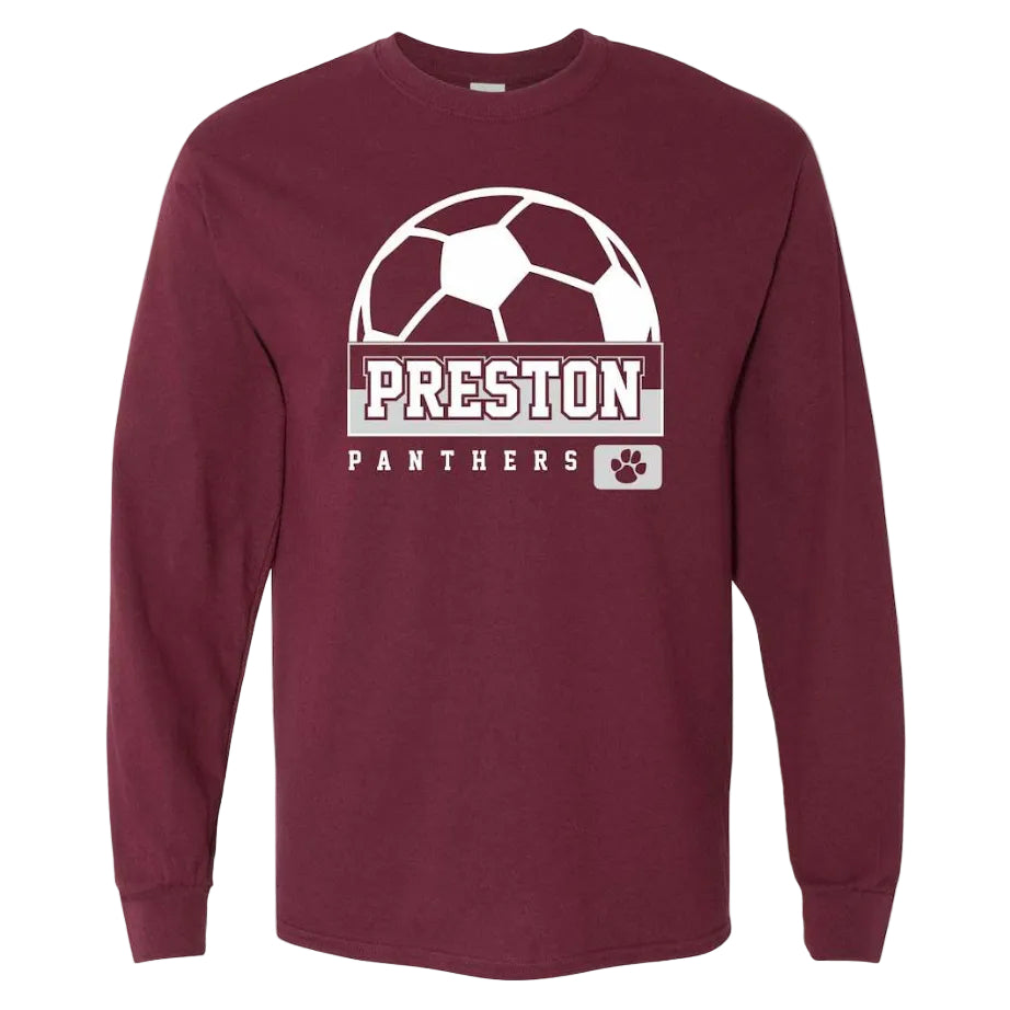 Preston High School Team Long Sleeve T-shirt w/ Soccer Logo 