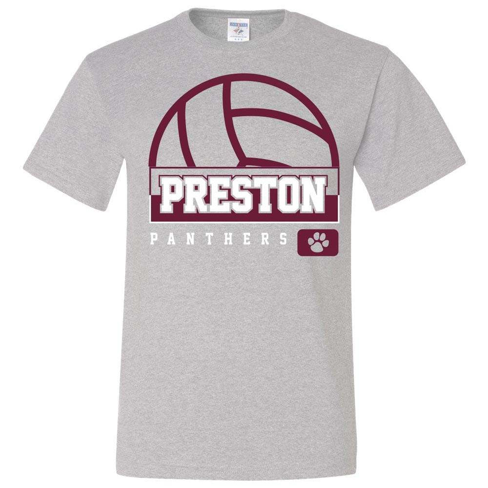 Preston High School Team Short Sleeve T-Shirt w/ Volleyball Logo 