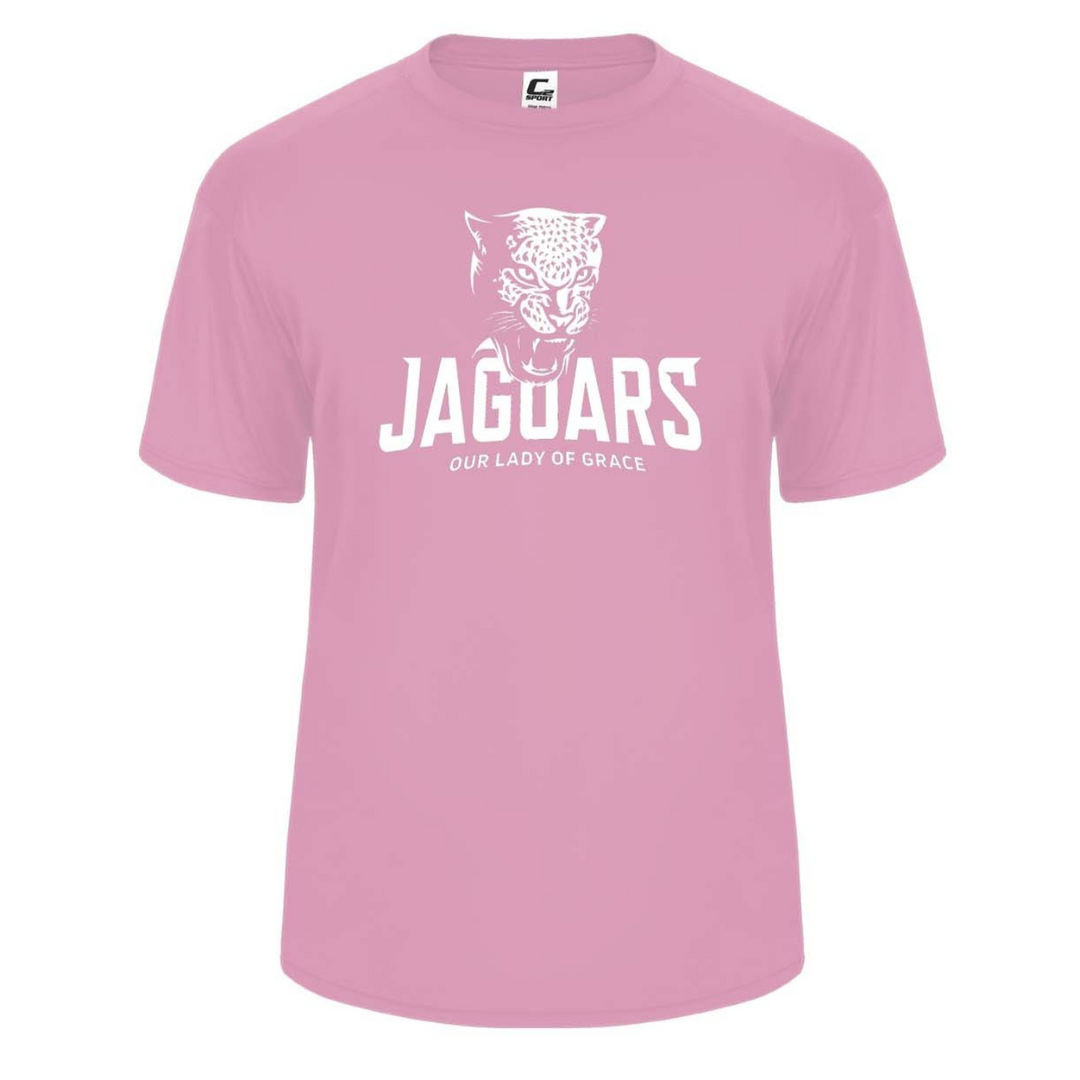 Our Lady of Grace School Spirit Performance Short Sleeve T-shirt w/ White Jaguar Logo 