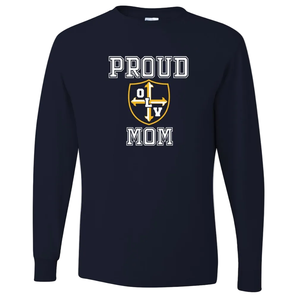 Our Lady of Victory School Spirit Long Sleeve T-shirt w/ Proud Mom Logo 