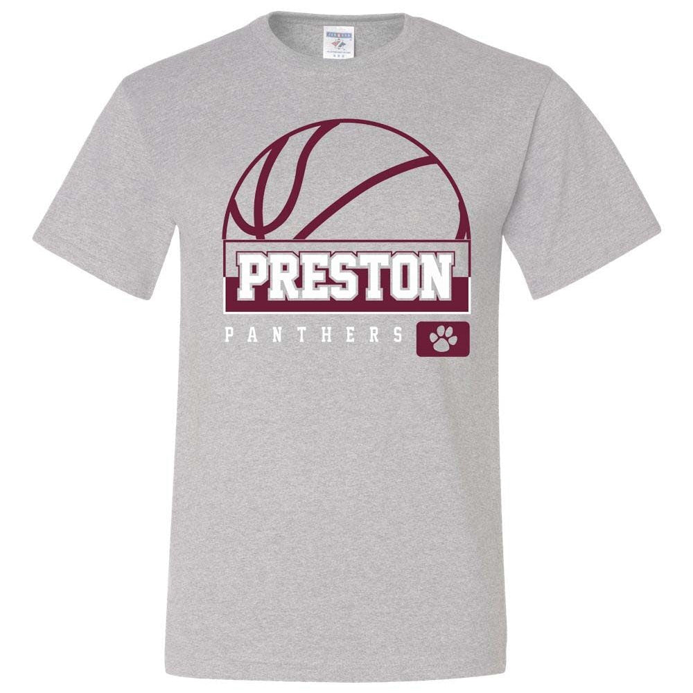 Preston High School Team Short Sleeve T-Shirt w/ Basketball Logo 