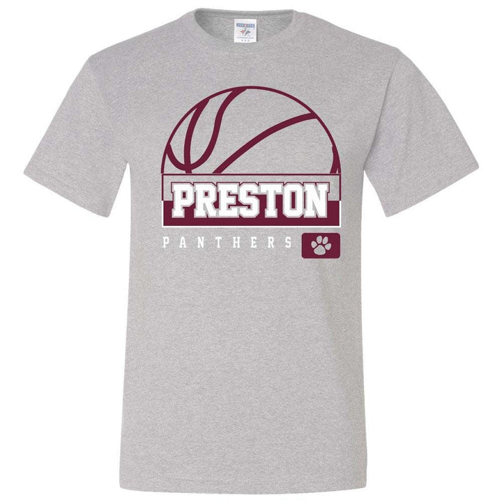 Preston High School Team Short Sleeve T-Shirt w/ Basketball Logo 