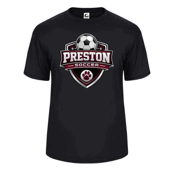 Preston High School Team Performance Short Sleeve T-shirt w/ Soccer Logo 