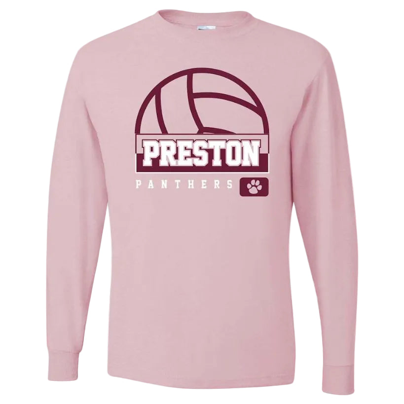Preston High School Team Long Sleeve T-shirt w/ Volleyball Logo 