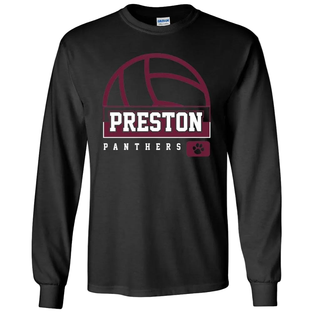 Preston High School Team Long Sleeve T-shirt w/ Volleyball Logo 