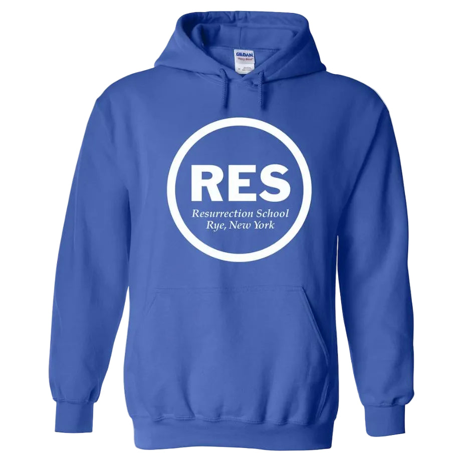 Resurrection School Spirit Pullover Hoodie w/ White RES Logo 