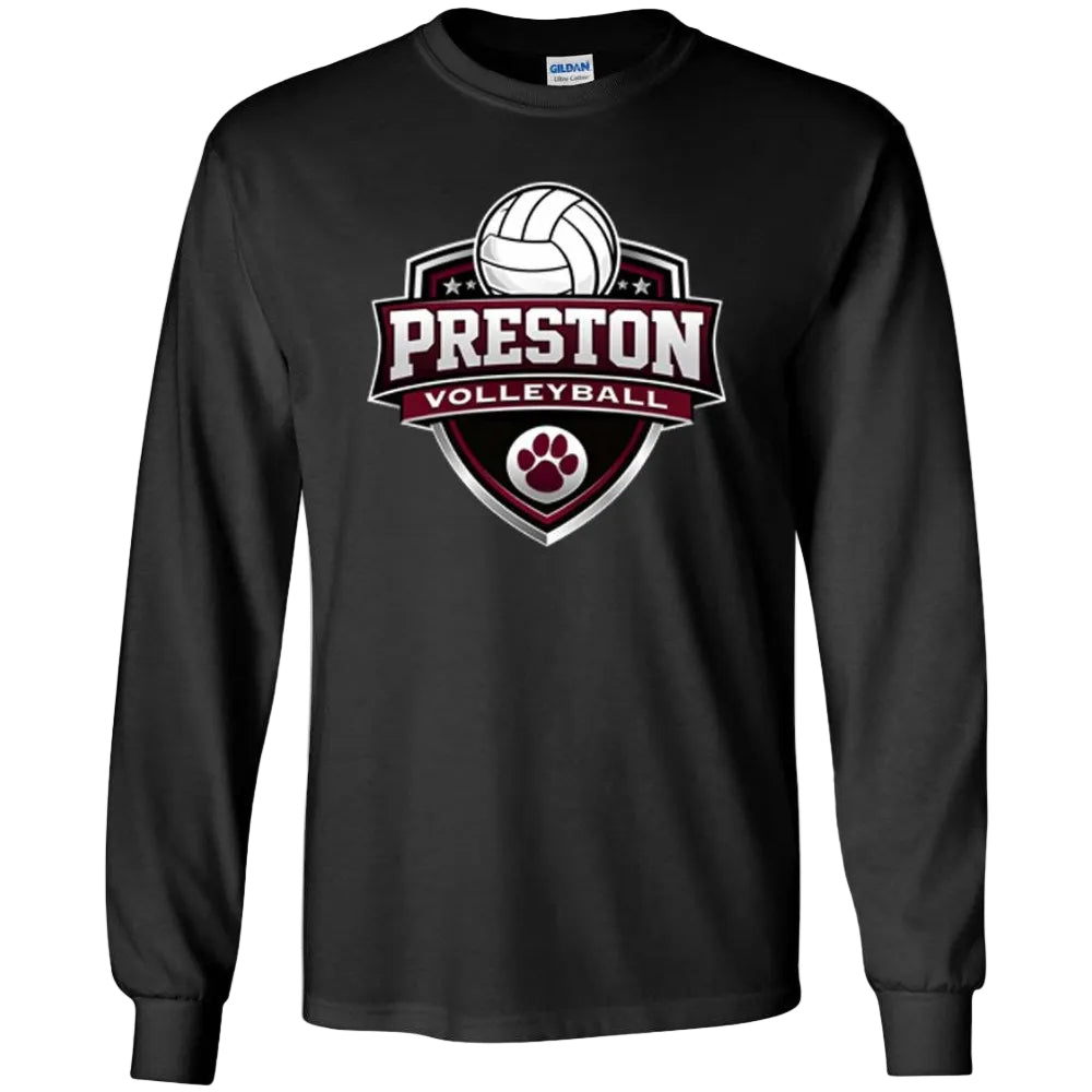Preston High School Team Long Sleeve T-shirt w/ Volleyball Logo 