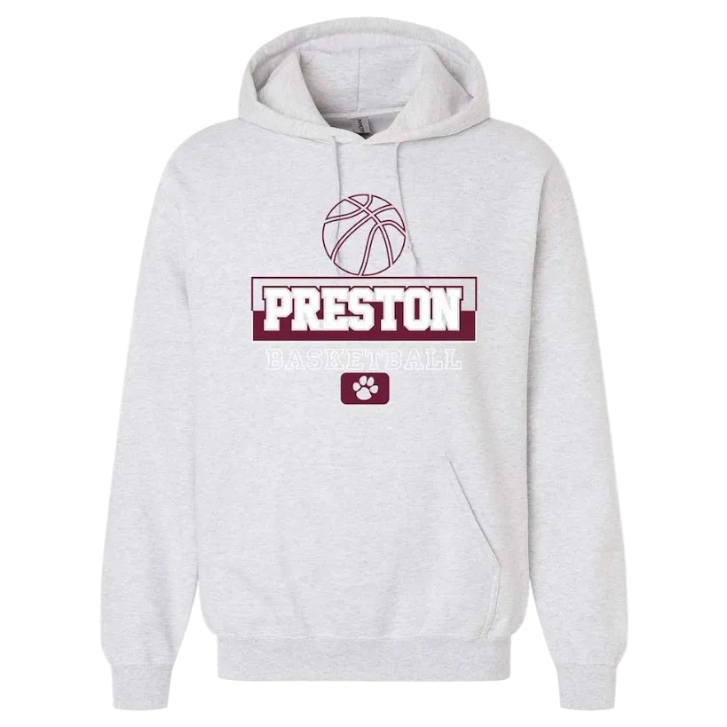 Preston High School Team Pullover Hoodie w/ Basketball Logo 