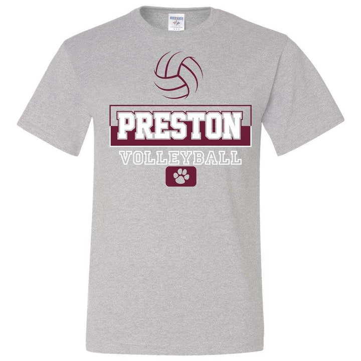 Preston High School Team Short Sleeve T-Shirt w/ Volleyball Logo 
