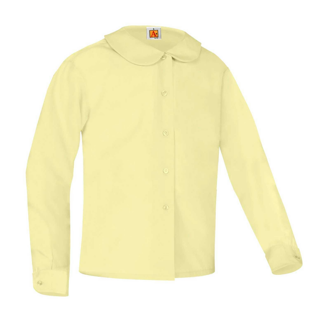 Rounded Collar Yellow Long Sleeve Blouse