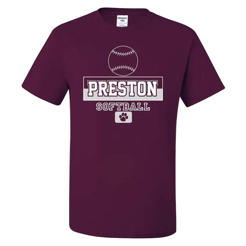Preston High School Team Short Sleeve T-Shirt w/ Softball Logo 