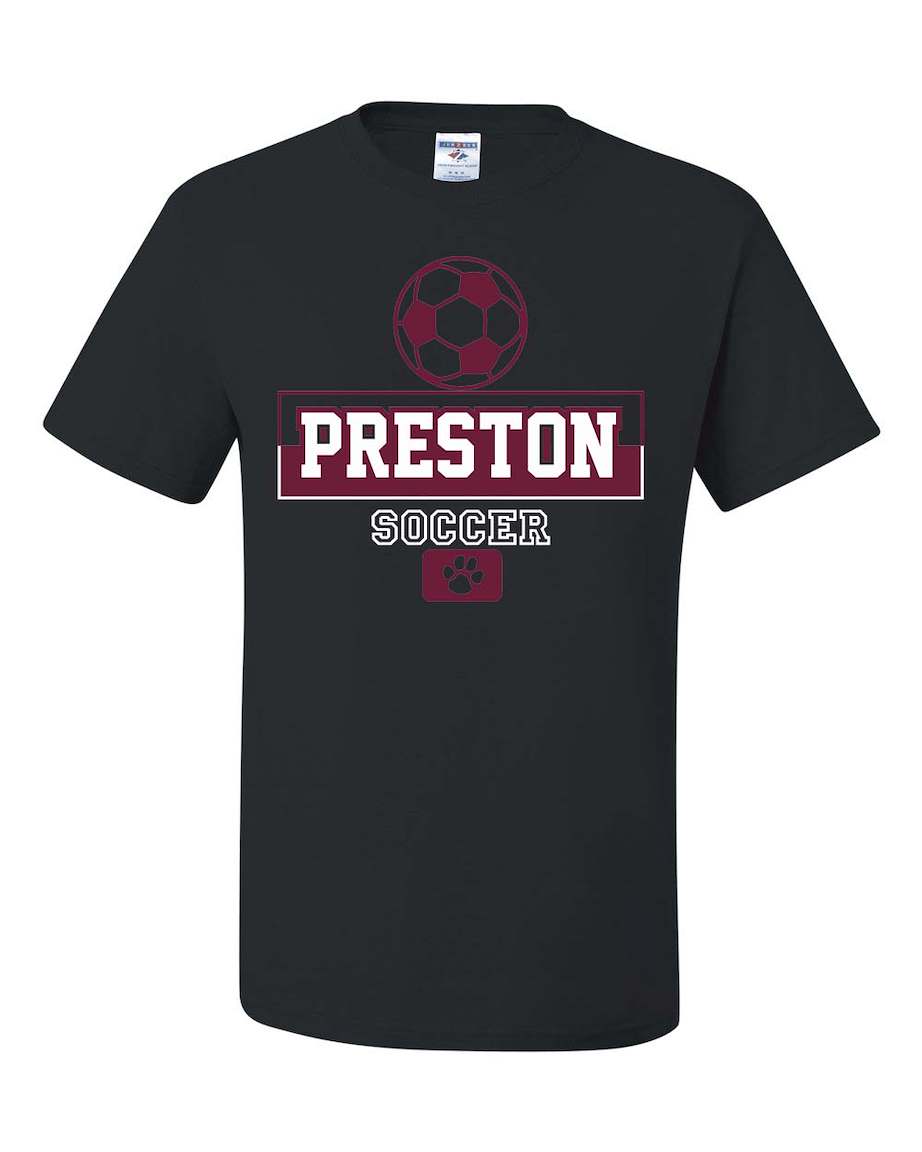 Preston High School Team Short Sleeve T-Shirt w/ Soccer Logo 