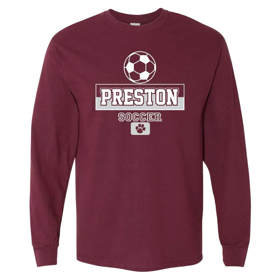 Preston High School Team Long Sleeve T-shirt w/ Soccer Logo 