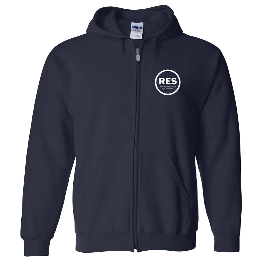 Resurrection School Spirit Zip Hoodie w/ Small White RES Logo 