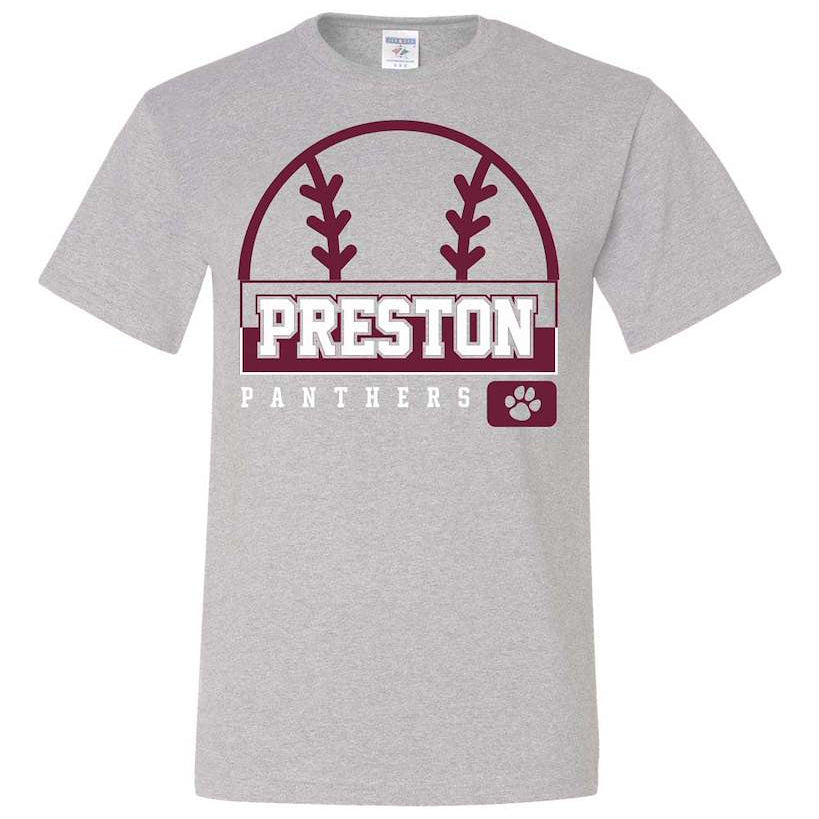 Preston High School Team Short Sleeve T-Shirt w/ Softball Logo 