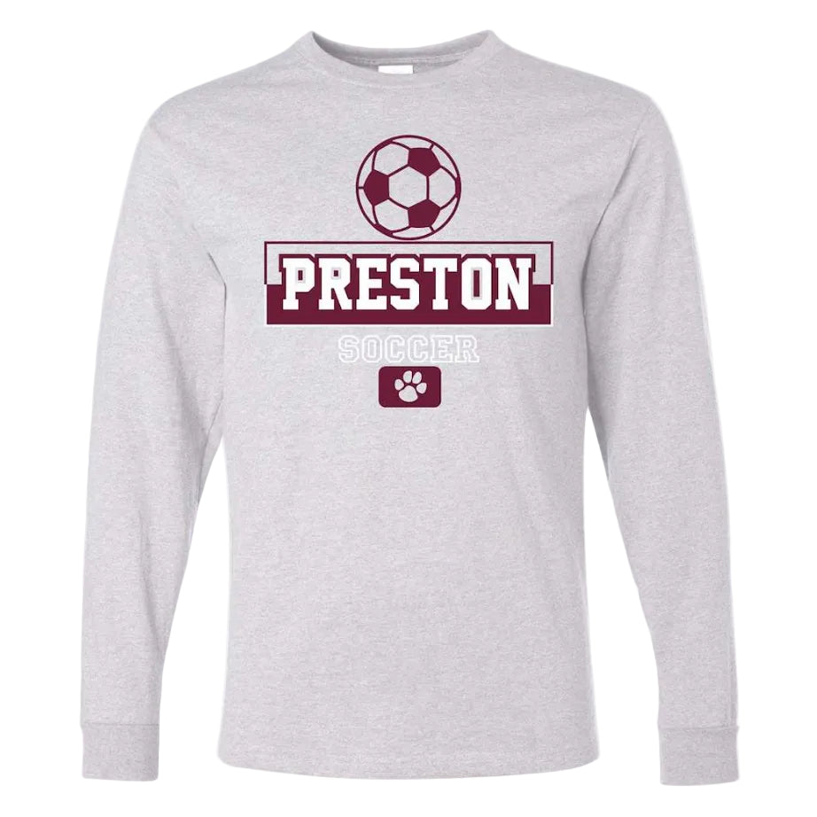 Preston High School Team Long Sleeve T-shirt w/ Soccer Logo 