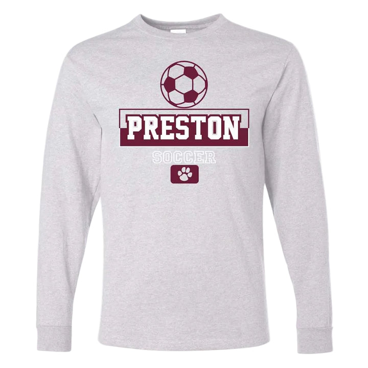 Preston High School Team Long Sleeve T-shirt w/ Soccer Logo 