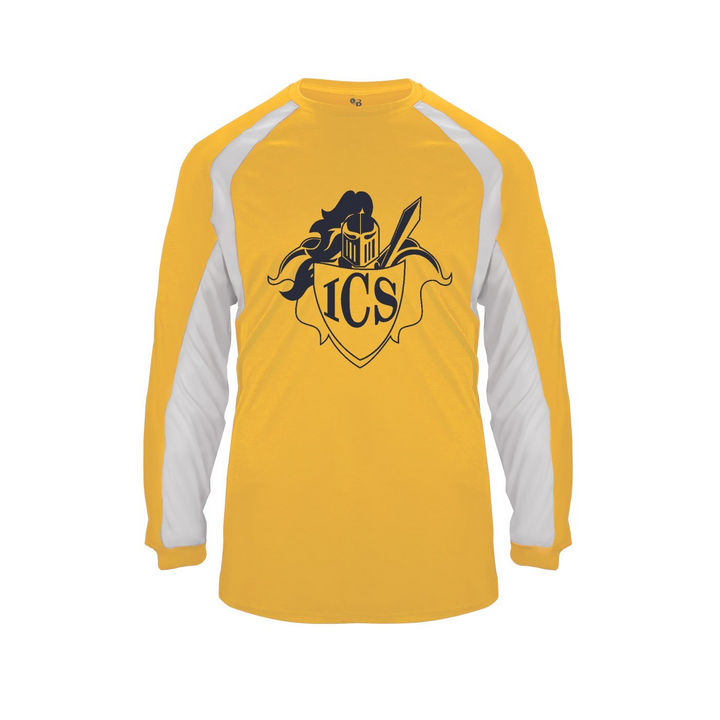 Immaculate Conception School Spirit Hook Long Sleeve T-shirt w/ Navy shield Logo 