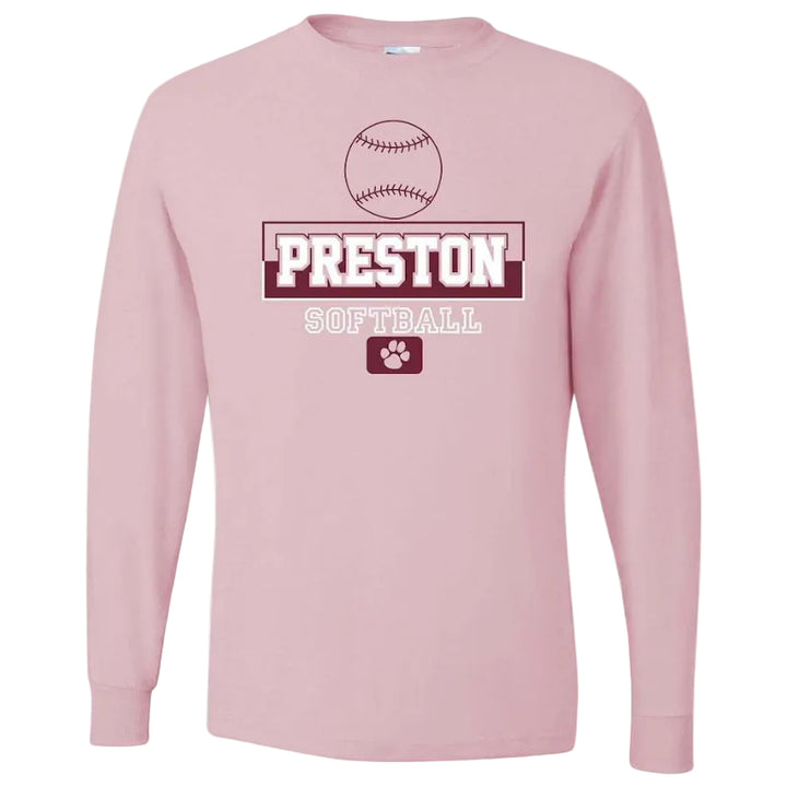 Preston High School Team Long Sleeve T-shirt w/ Softball Logo 