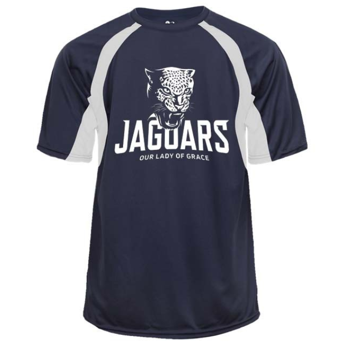 Our Lady of Grace School Spirit Hook Short Sleeve T-shirt w/ White Jaguar Logo 