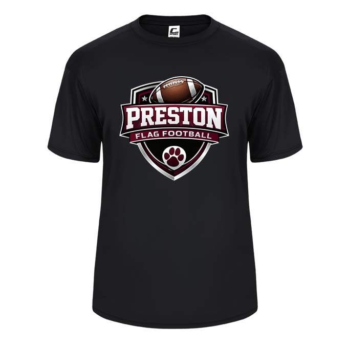 Preston High School Team Performance Short Sleeve T-shirt w/ Flag Football Logo 