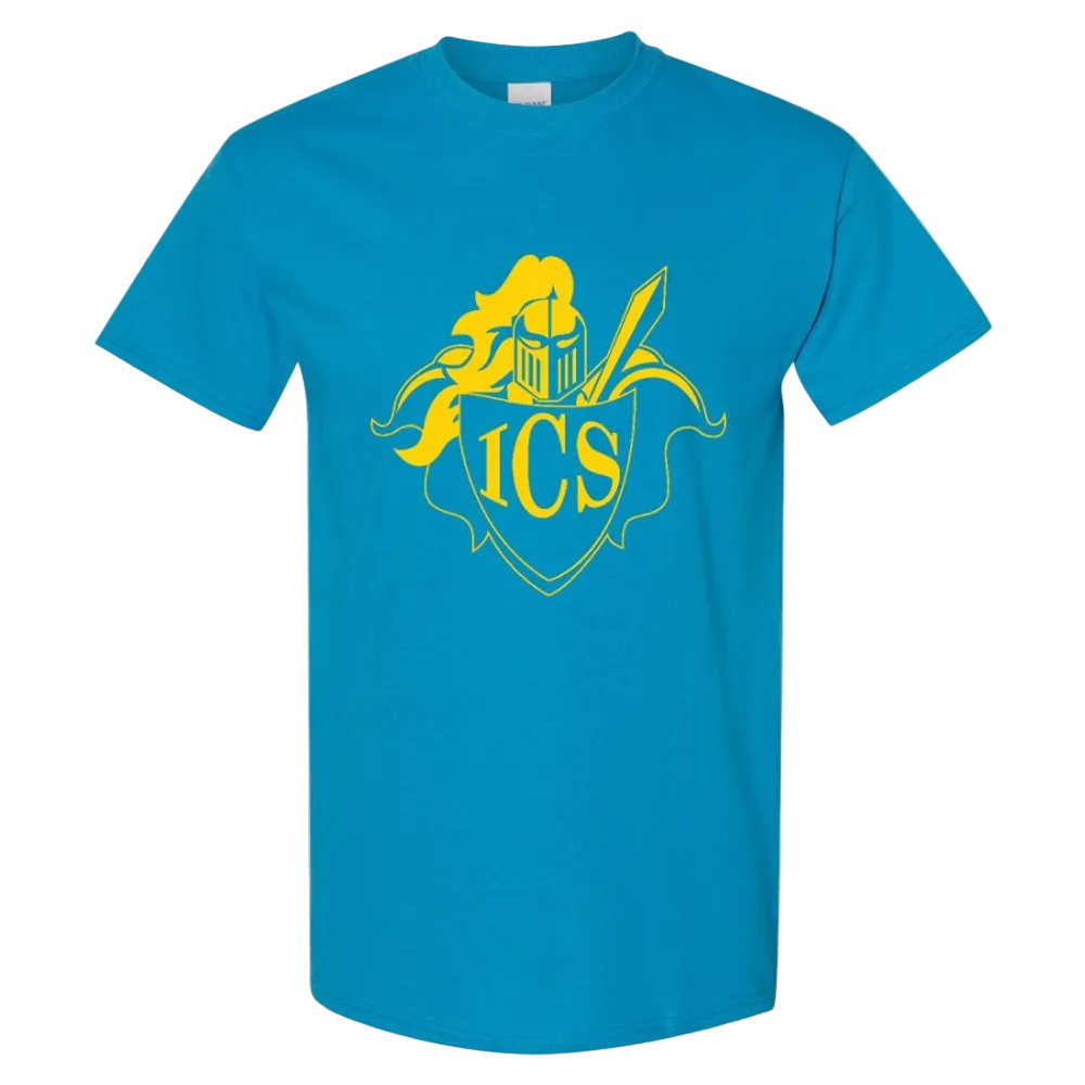 Immaculate Conception School Spirit Short Sleeve T-Shirt w/ Yellow shield Logo 