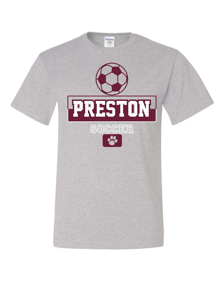 Preston High School Team Short Sleeve T-Shirt w/ Soccer Logo 