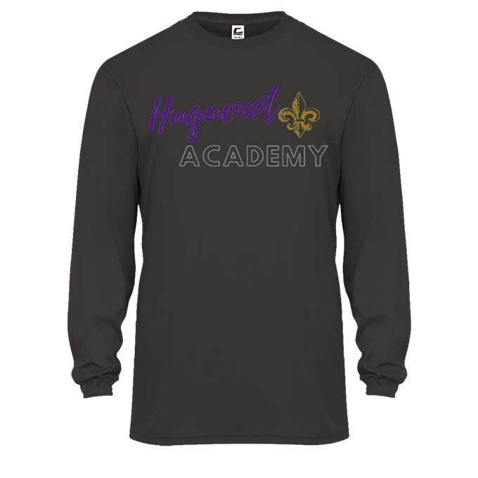 Huguenot Academy Spirit Performance Long Sleeve T-shirt w/ Logo 
