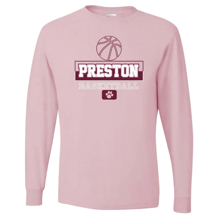 Preston High School Team Long Sleeve T-shirt w/ Basketball Logo 